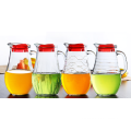 Haonai 2000ml lead free glass jug turkish beverage/juice jug with round body and plastic lid